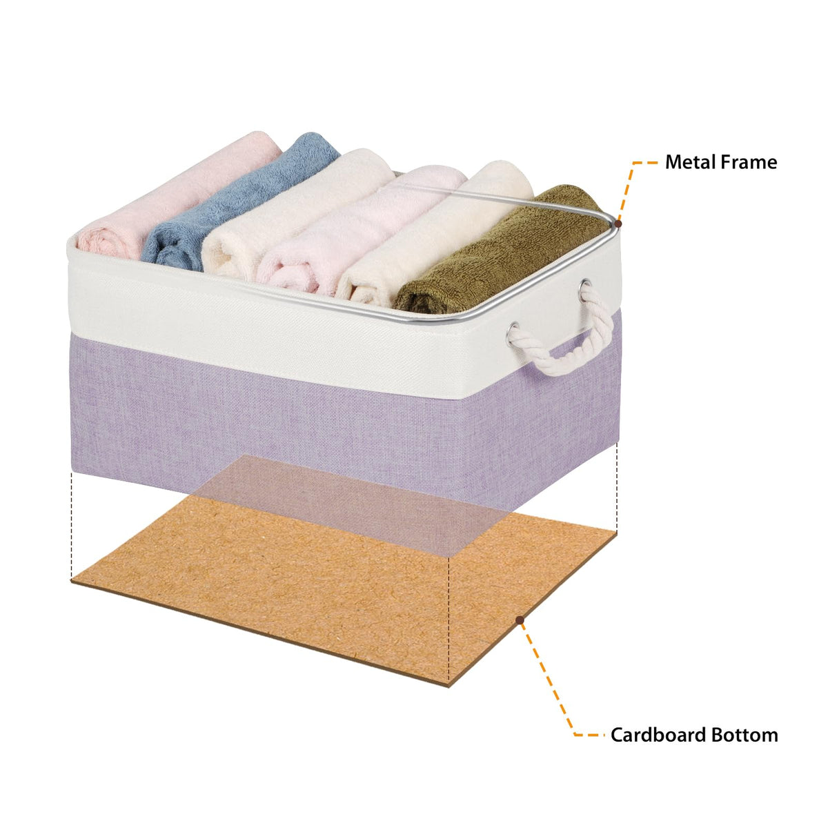 Syeeiex Storage Basket for Shelves 4-Pack, Storage Boxes with Handles, Large Fabric Storage Bins for Organizing Home and Office, Violet