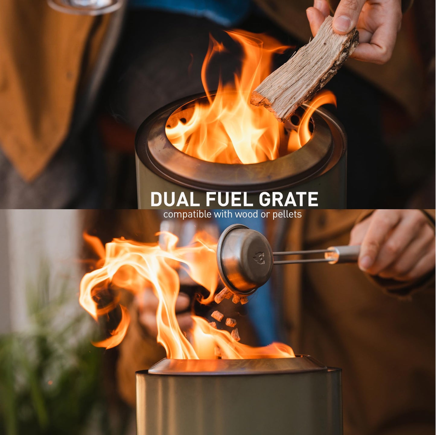 Solo Stove Mesa XL Tabletop Fire Pit with Stand | Low Smoke Outdoor Table Top Fire Pit | Fueled by Pellets or Wood, Stainless Steel, With Travel Bag,