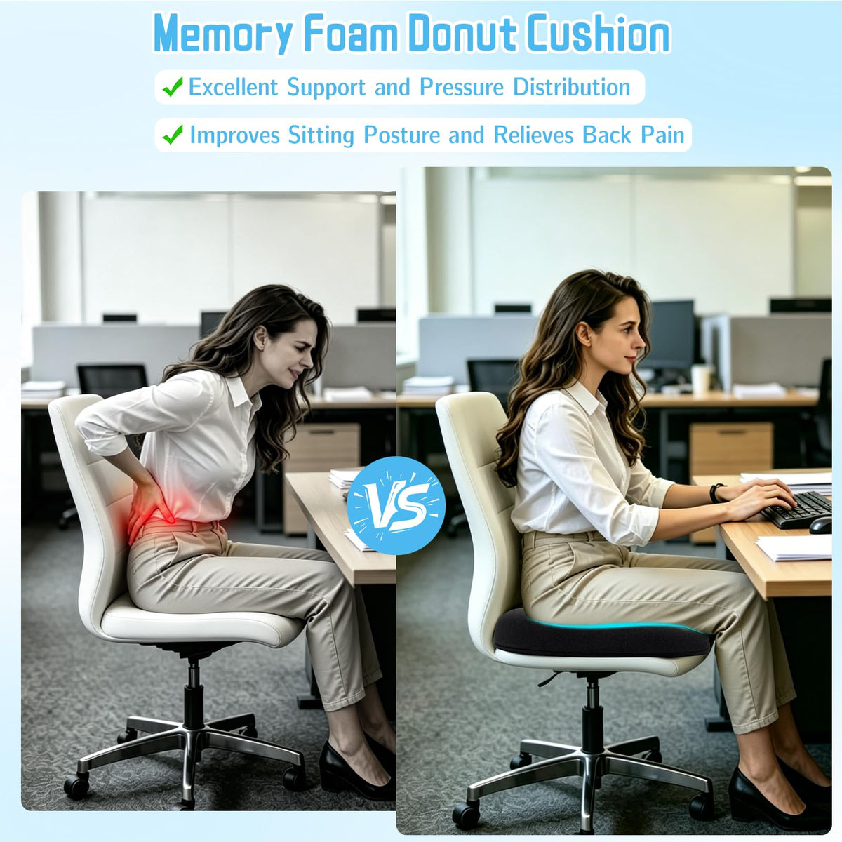 KANGBES Donut Cushion for Hemorrhoids, Coccyx Pain Relief Cushion