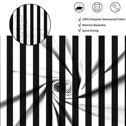 ASDCXZ Striped Shower Curtain 180x200 cm, Modern Minimalist Japanese Style Black White Vertical Stripes Waterproof Bath Curtain Polyester Textile