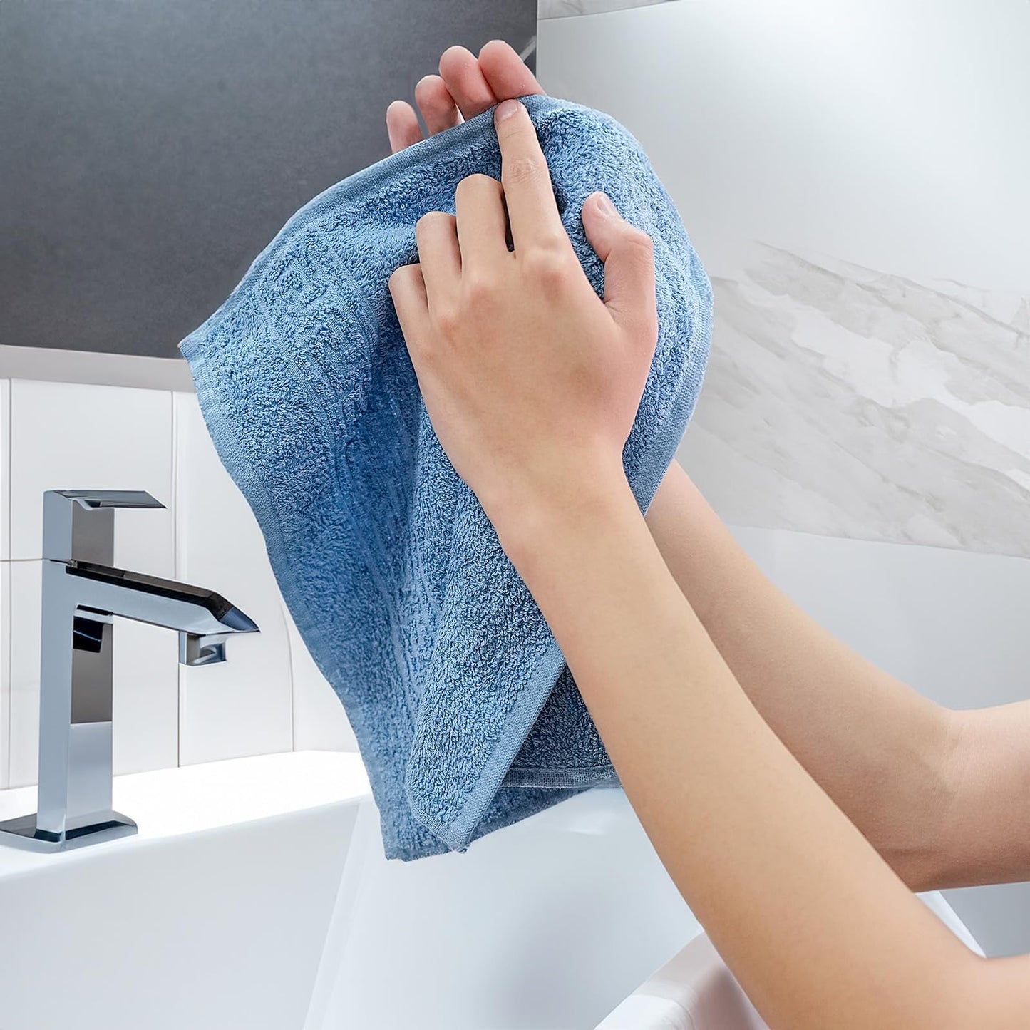 nice homeit Set of 12 Mini Hand Towels 30 x 30 cm - Face and Guest Towels 100% Ring-Spun Cotton - for Hands, Babies, Makeup, Kitchen