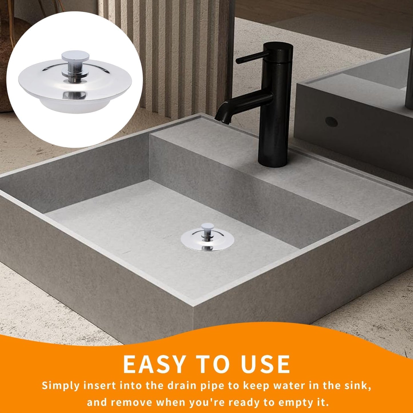 2PCS Universal Silicone and Stainless Steel Drain Stopper for Bathtubs, Showers, and Sinks - Leak-Proof and Easy to Clean