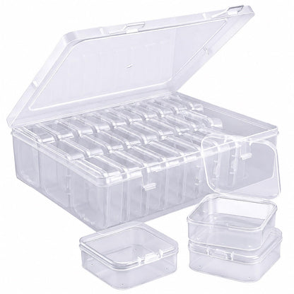 YYGMSS Plastic Storage Box with Lid for Small Parts Beads Craft Items Jewellery with Labels Compartments Container Organiser 30, 5.5 * 5.5 * 2cm