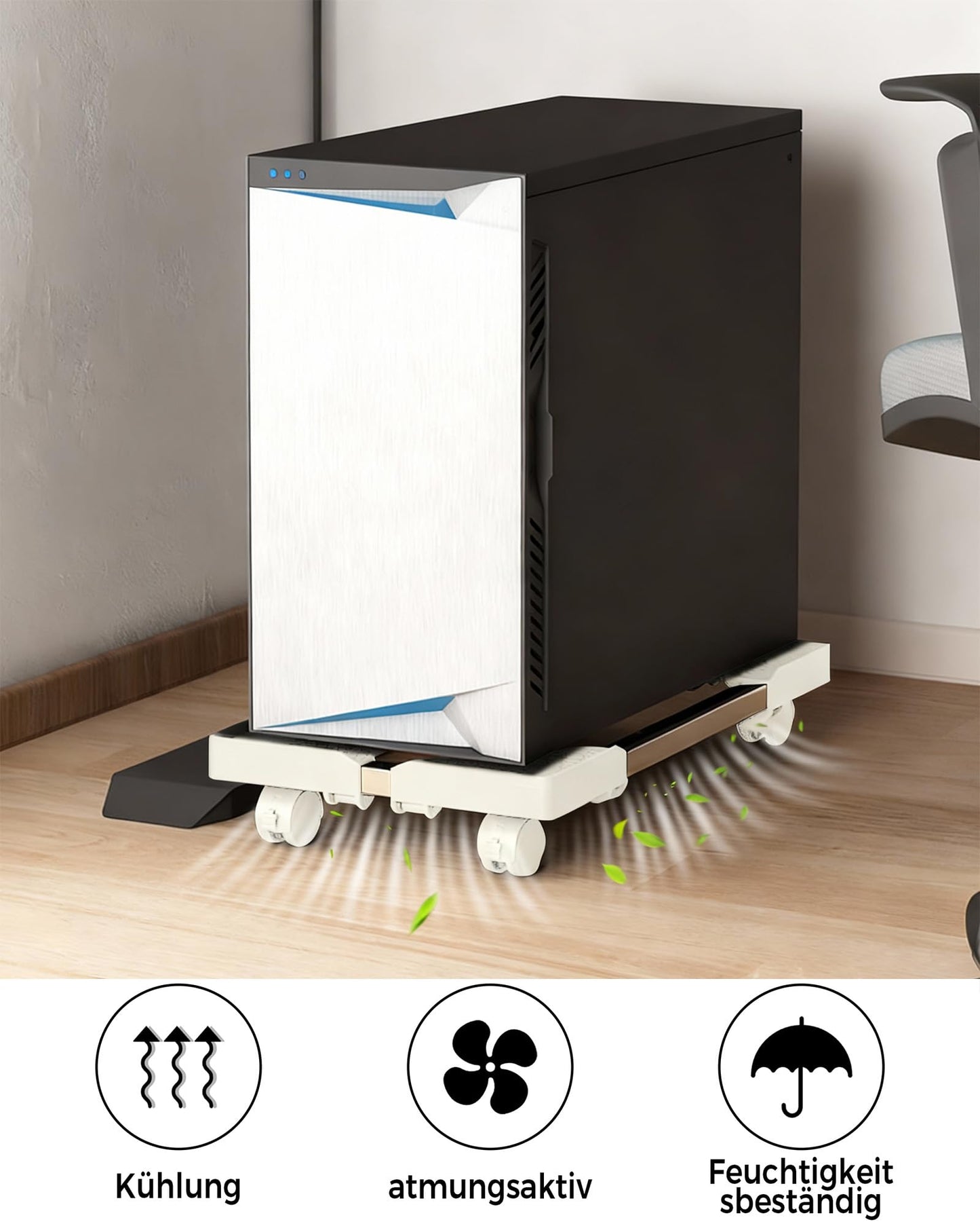 Mobile Aluminium CPU Stand for PC - PC Tower Stand Computer Trolley