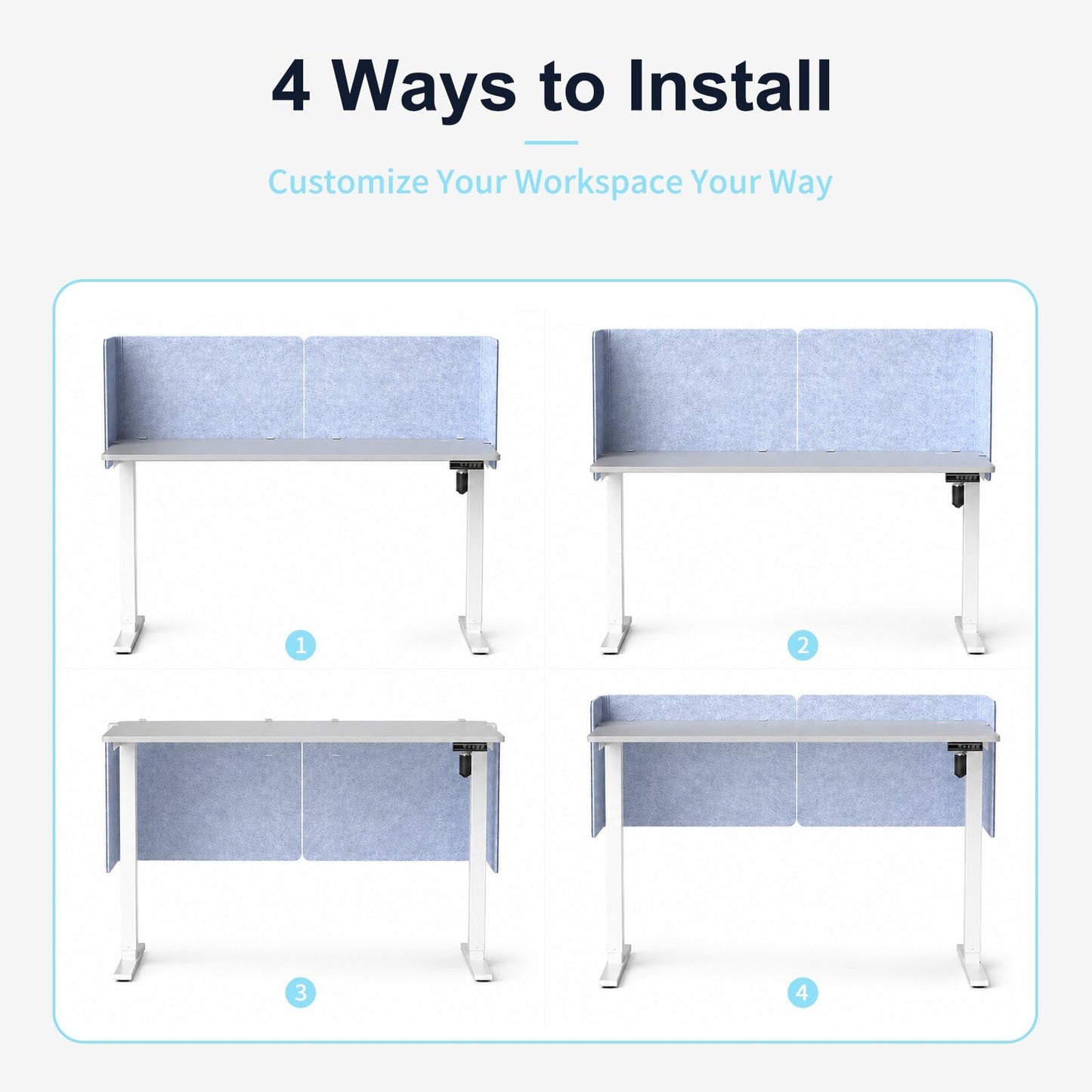 Desk Privacy Panel,2PCS,2-in-1 Soundproofing for Office,School & Home(Blue)