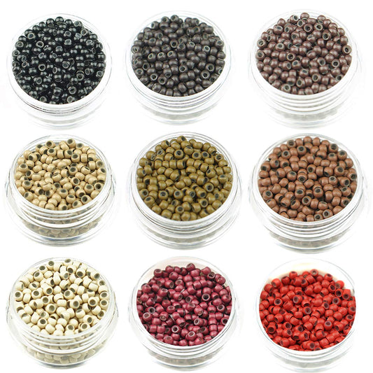 KOCONI 1000 Nano Rings - 3mm Silicone Lined Hair Extension Beads - Dark Brown