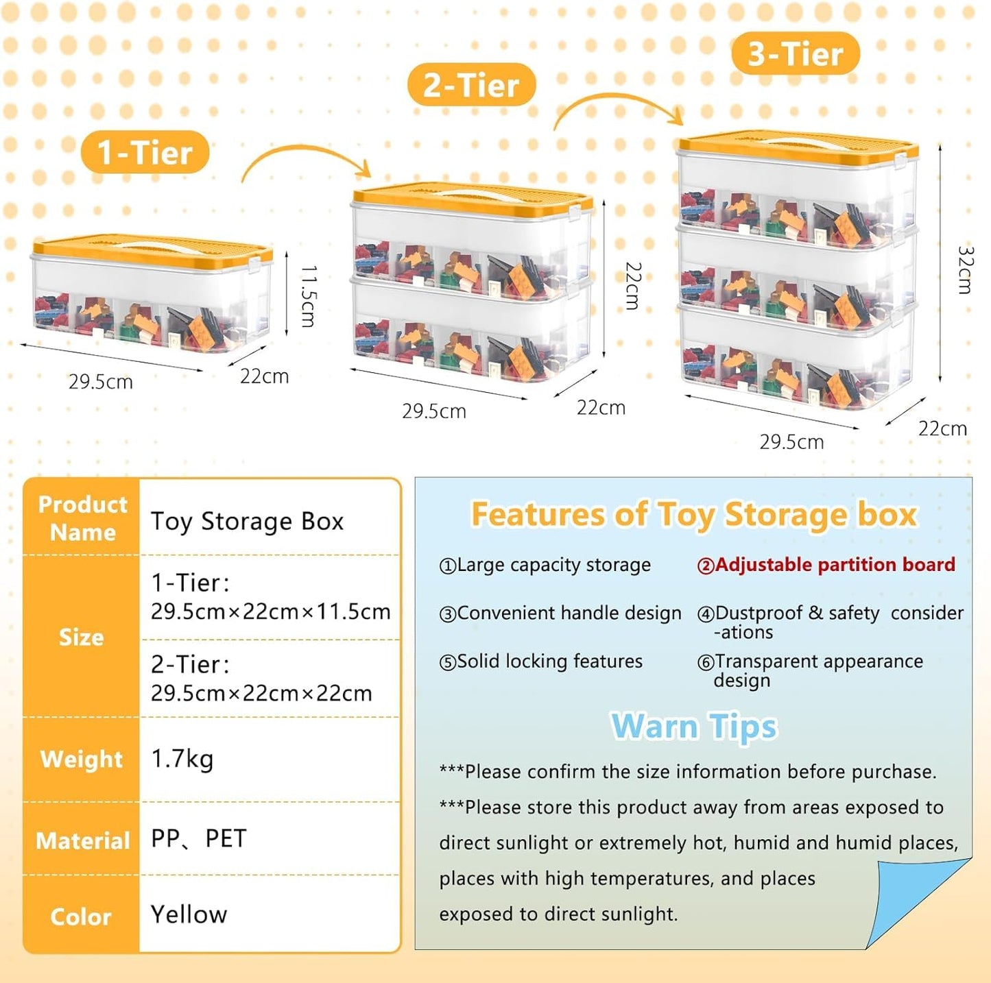 Storage Organiser for Lego, 3 Layers Stackable Storage Box with Lids