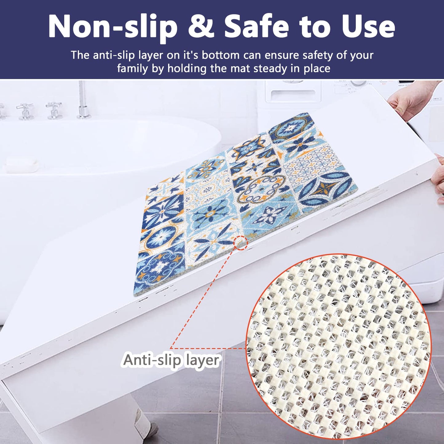 Shower Mat Non Slip : Shower Mats for Inside Shower - 60 x 60 cm Square Bath Mat Anti Mould for Inside Bath