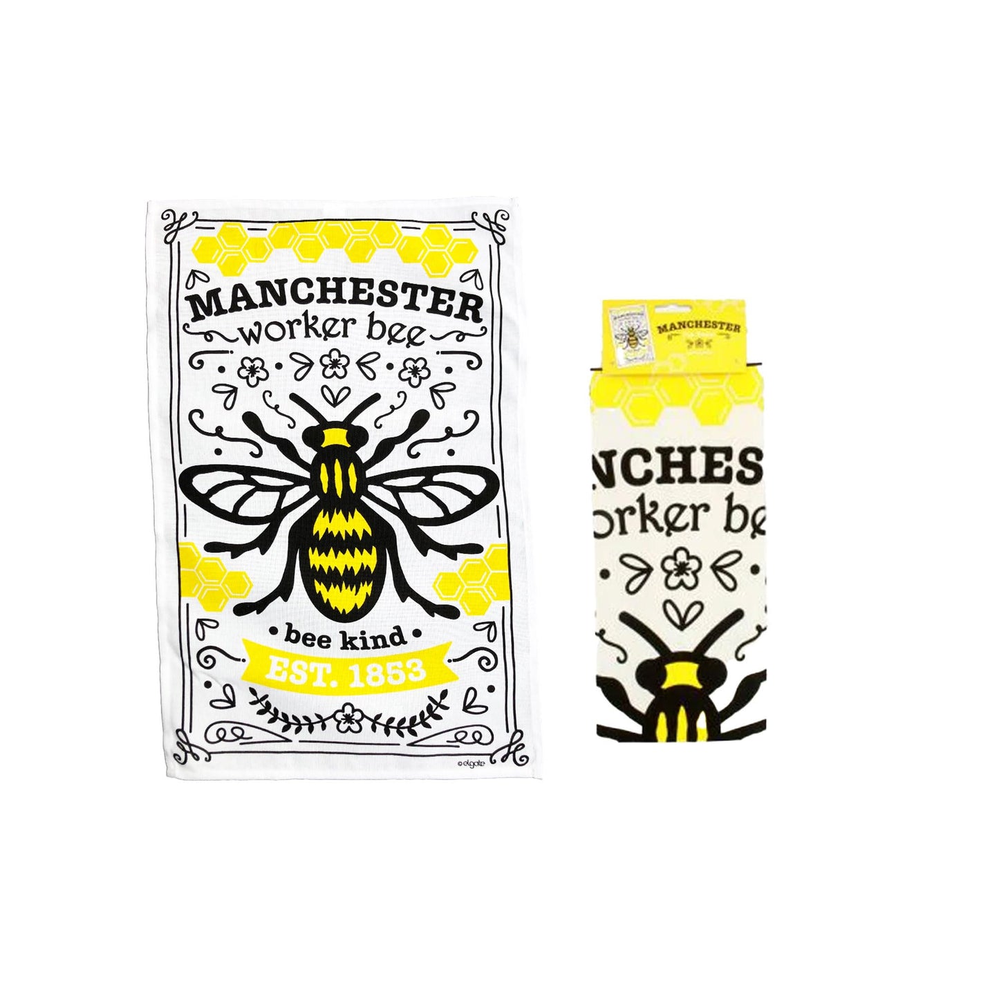 Beyond Happy High Definition 100% Cotton Manchester Worker Bee Tea Towel – Heavy Duty Manchester Souvenir Gift for Kitchen