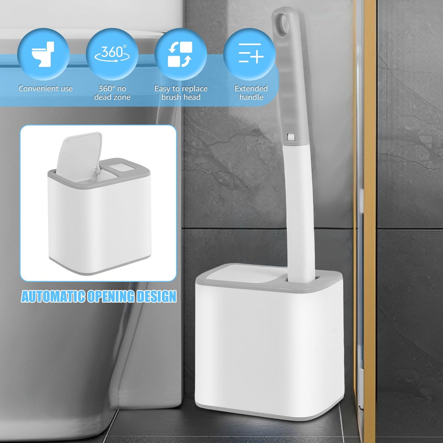 Toilet Wand Kit 30PCS Toilet Brush Replacement Head with Handle Wall-Mounted Holder Cleaner Set 360 Degree Toilets Cleaning System Toilets Bowl Brush