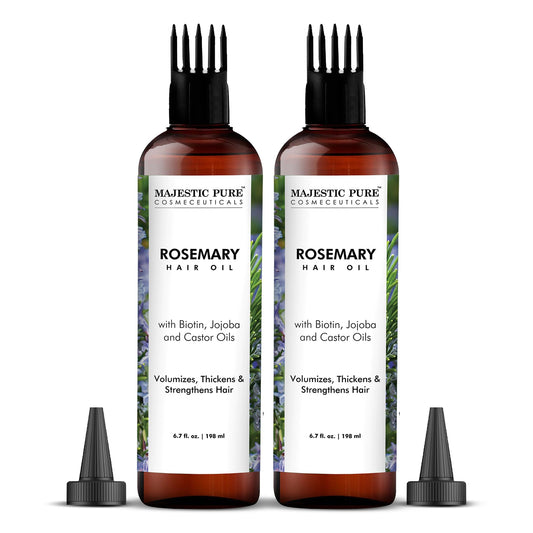 Majestic Pure 100% Pure Rosemary Oil For Hair Growth | Infused With Biotin | Hair Strengthening Treatment | Nourishing & Volumizing | With Jojoba Oil