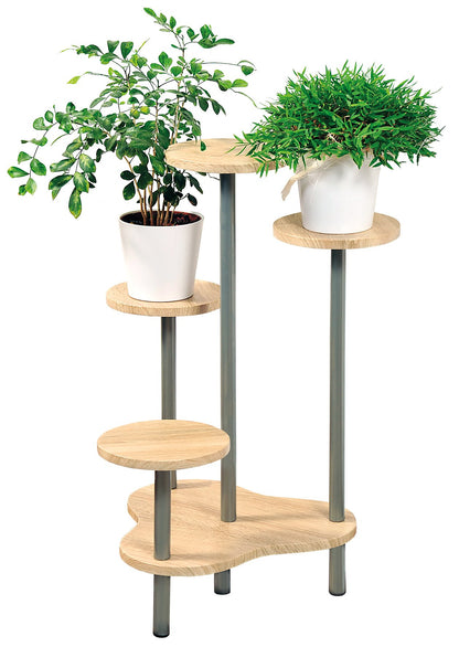 Kesper Flower Stand in Oak Decor, Wood, Brown/Grey, 64.5 x 72.5 x 46 cm