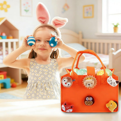 HUANYO Felt Storage Bag for Kids, 30x20x18 cm Colourful Toy Organiser with Handles, DIY Gift Bag for Holidays, Birthday, Christmas Presents orange