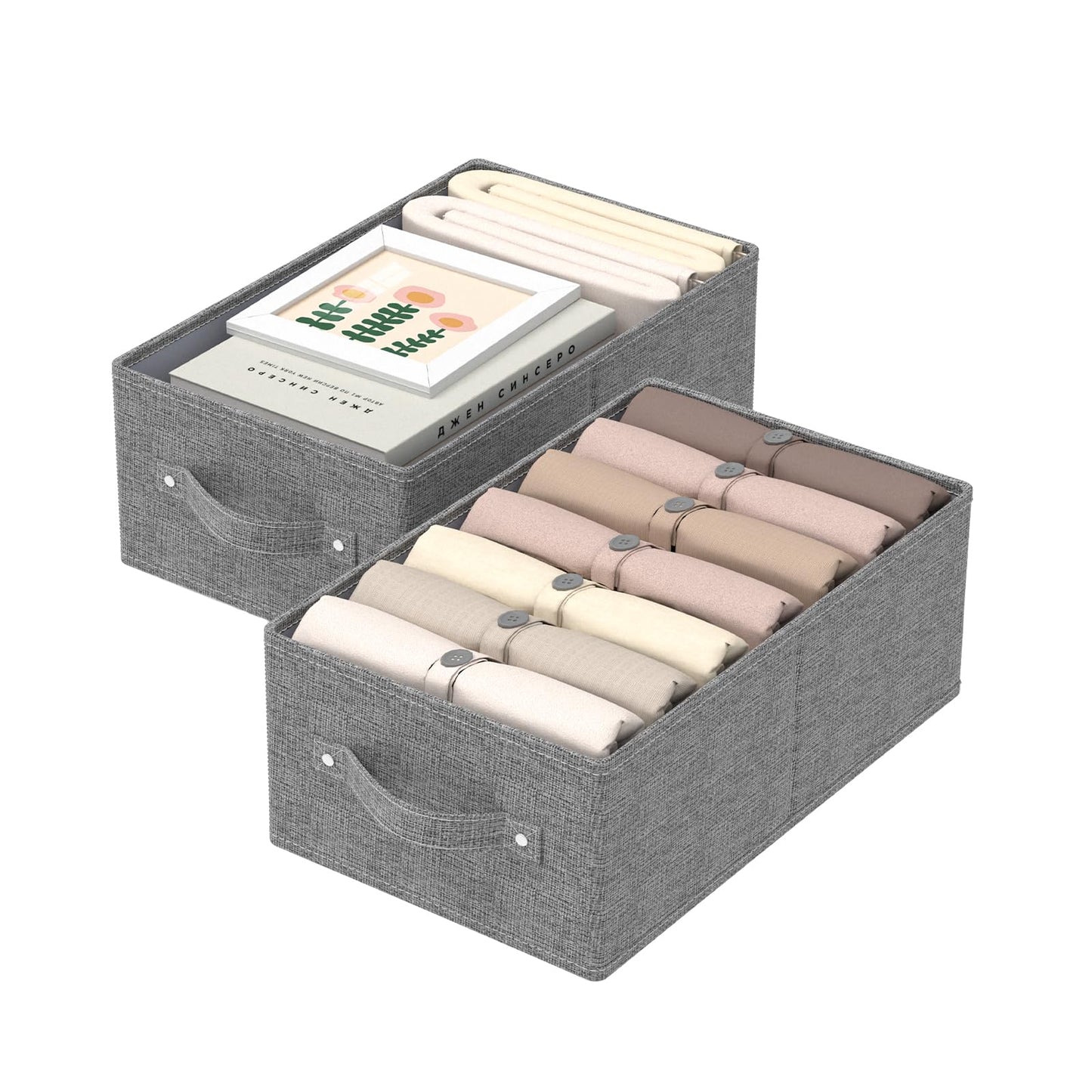ENUMAIL Collapsible Storage Baskets with Handles,Grey,41x25x16.5cm,2 Pack