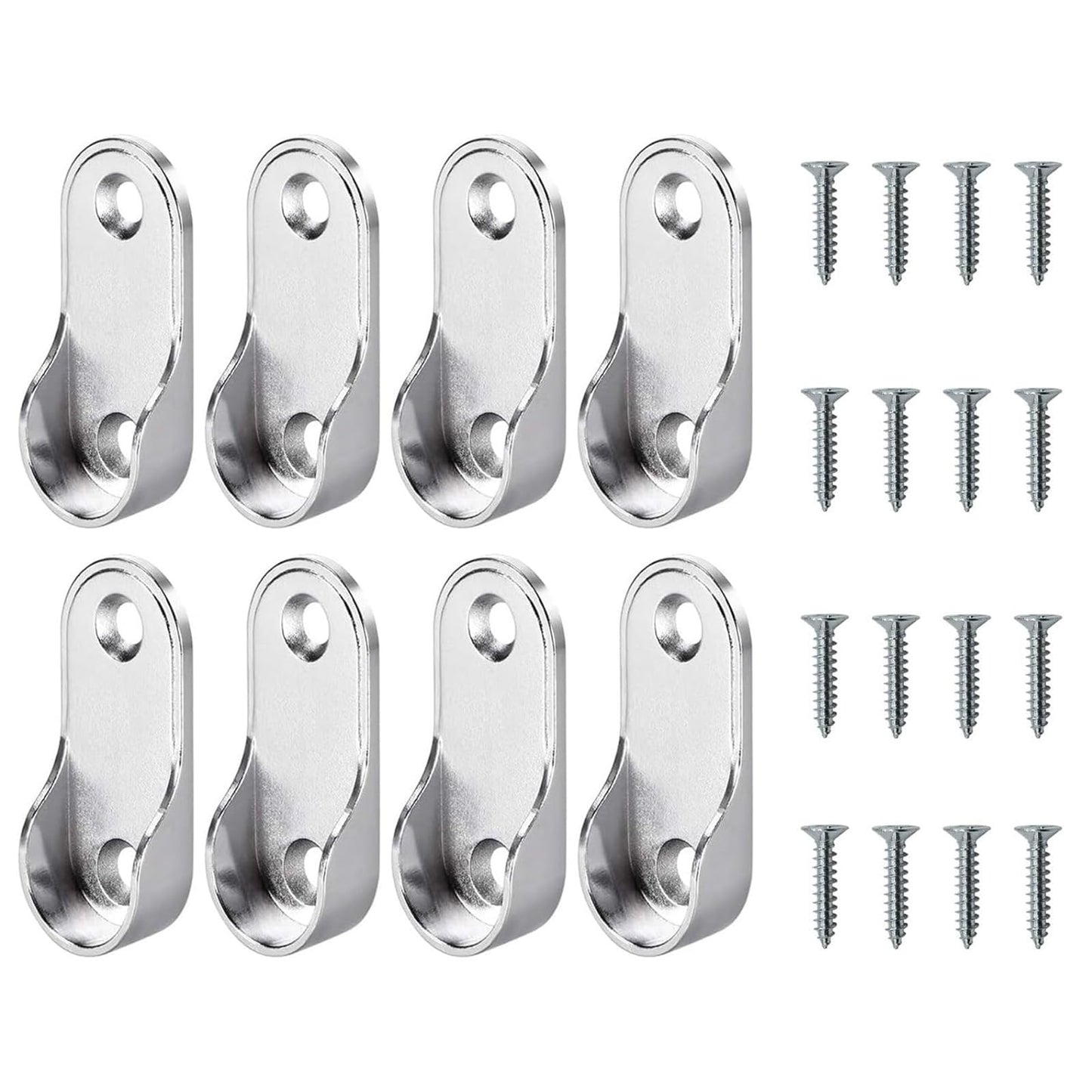 Oval Wardrobe Rail Holder Wardrobe Hanging Sockets 15mm Rail Rod End Supports Wardrobe Rod Socket Fitting Round Bracket Zinc Alloy Flange