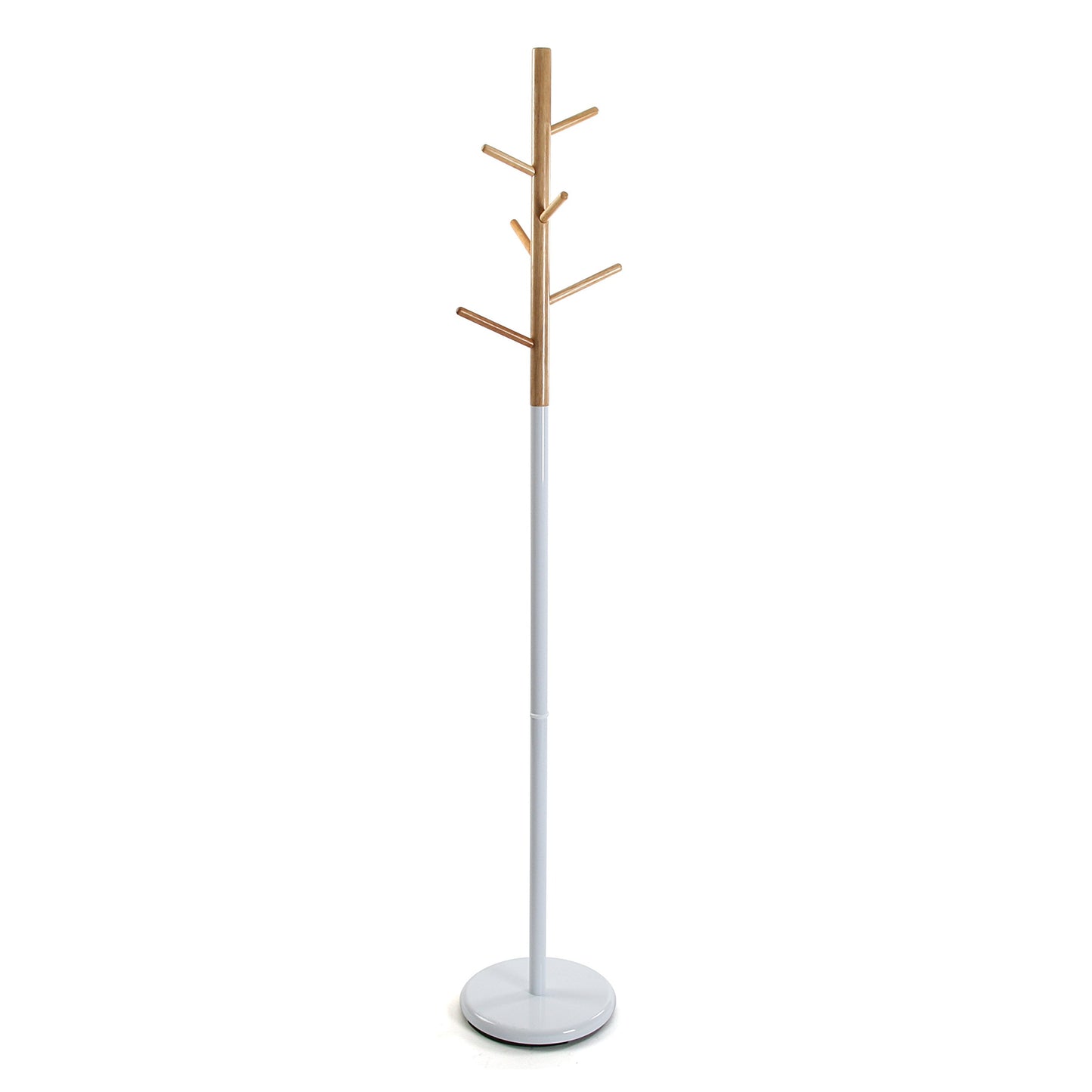 Versa Malmö Minimalist Style Coat Rack, with 6 hooks for clothing or bags for the Hall, Measurements (H x L x W) 171 x 28 x 28 cm, Metal and Wood