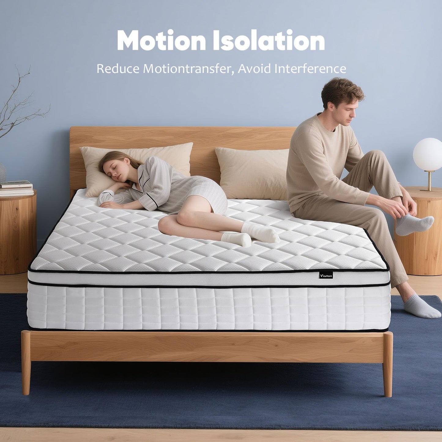 VitaMorn Single Mattress 3FT Memory Foam Pocket Sprung Orthopedic 10 inch