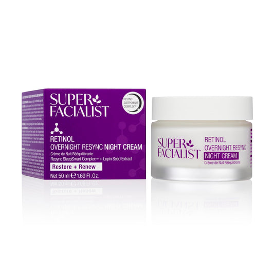 Super Facialist Retinol Overnight Resync Night Cream 50ml ? Anti-Ageing Night Moisturiser with Retinol & Hydrating Complex for Smoother Skin