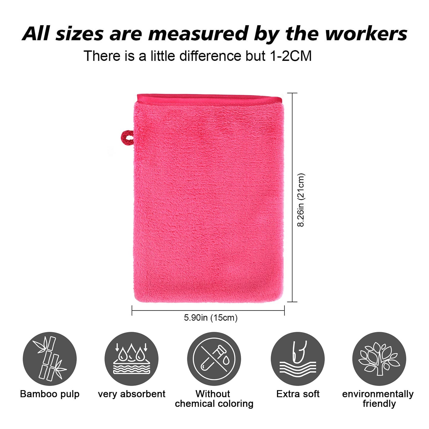 PHOGARY 10 Pack Microfiber Body Wash Mitts, Flannel Soft Face Mitten, Bath Spa Cloth, Reusable Makeup Remover Mitt Gloves