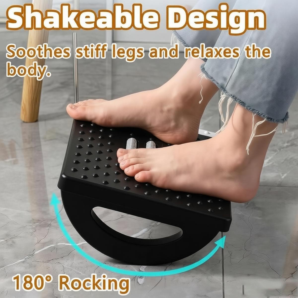 Foot Rest for Under Desk at Work, Ergonomic Foot Stools for Under Office Desk,Rocking Footrest with Roller Massager-Leg Rest for Chair