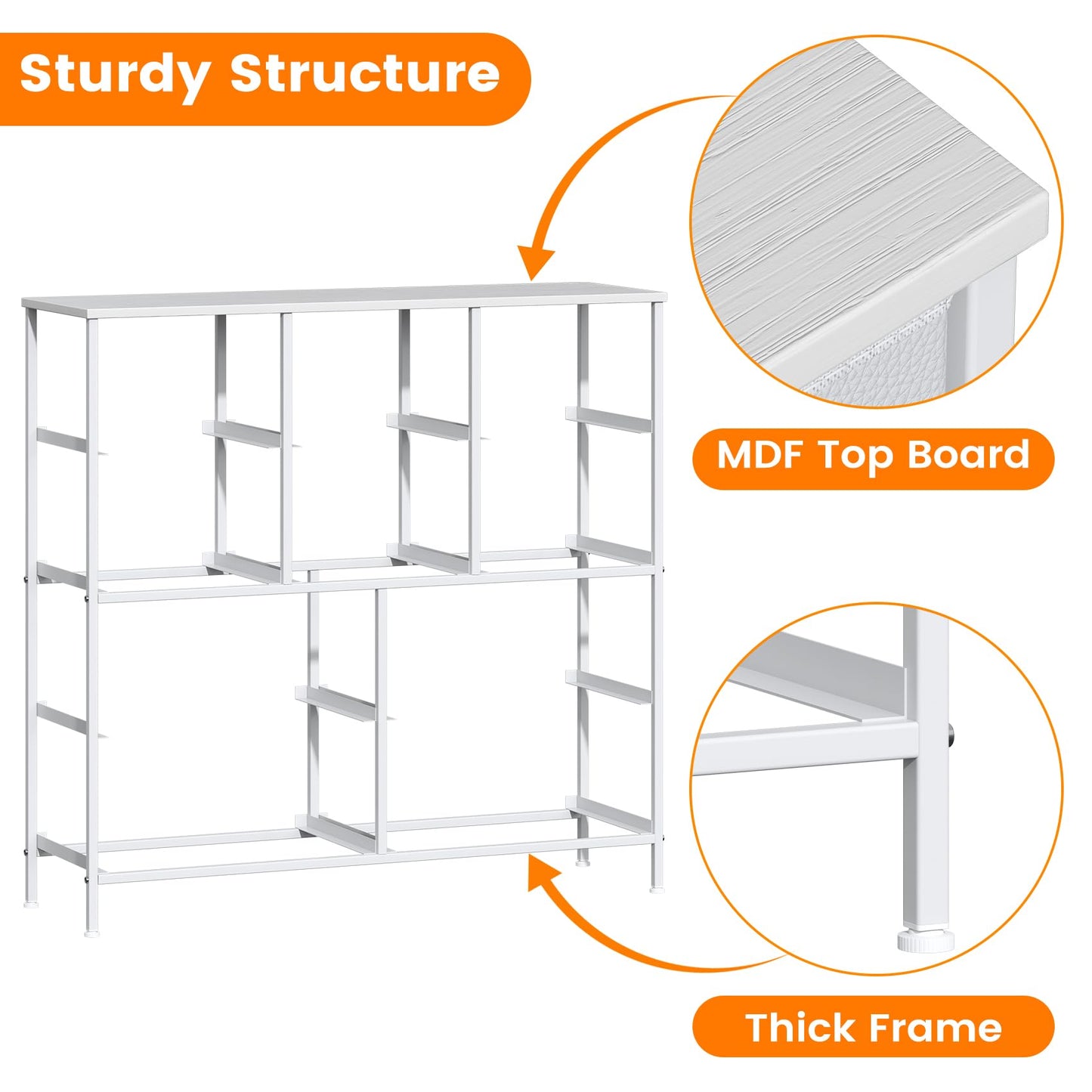 GoaHi Chest of Drawers, Large Dressers with Metal Frame and MDF Wooden Top Board, Adjustable Feet, Anti-Tip Safety