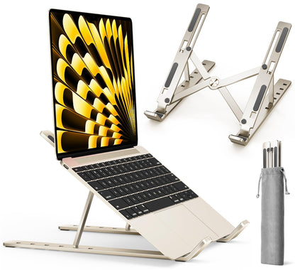 ivoler Laptop Stand, Laptop Holder Riser Computer Tablet Stand, 6 Angles Adjustable Aluminum Ergonomic Foldable Portable Desktop Holder Compatible