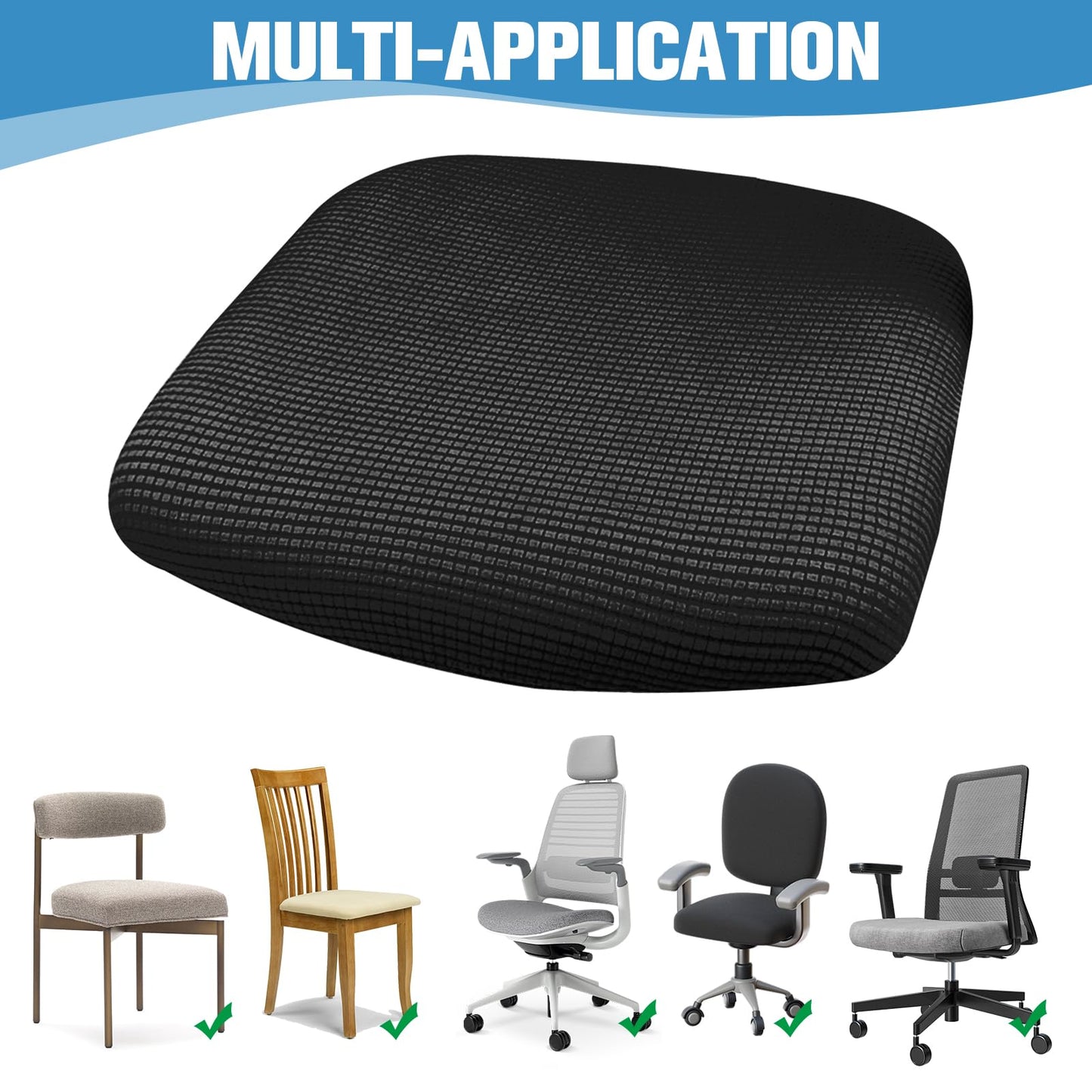 Jesiah Office Chair Cover, Black Large Computer Gaming Chair Seat Cover