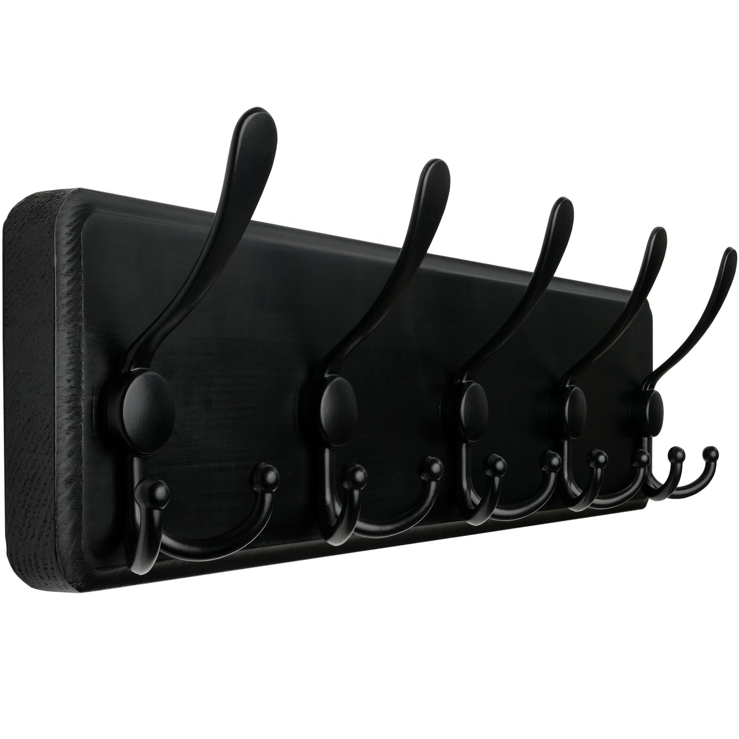 WEBI Coat Rack Wall Mounted,Wood Coat Hooks Wall Mounted Rustic,16" Hole to Hole,Large Coat Hanger Wall,Hook Rack,5 Triple Hooks for Hanging