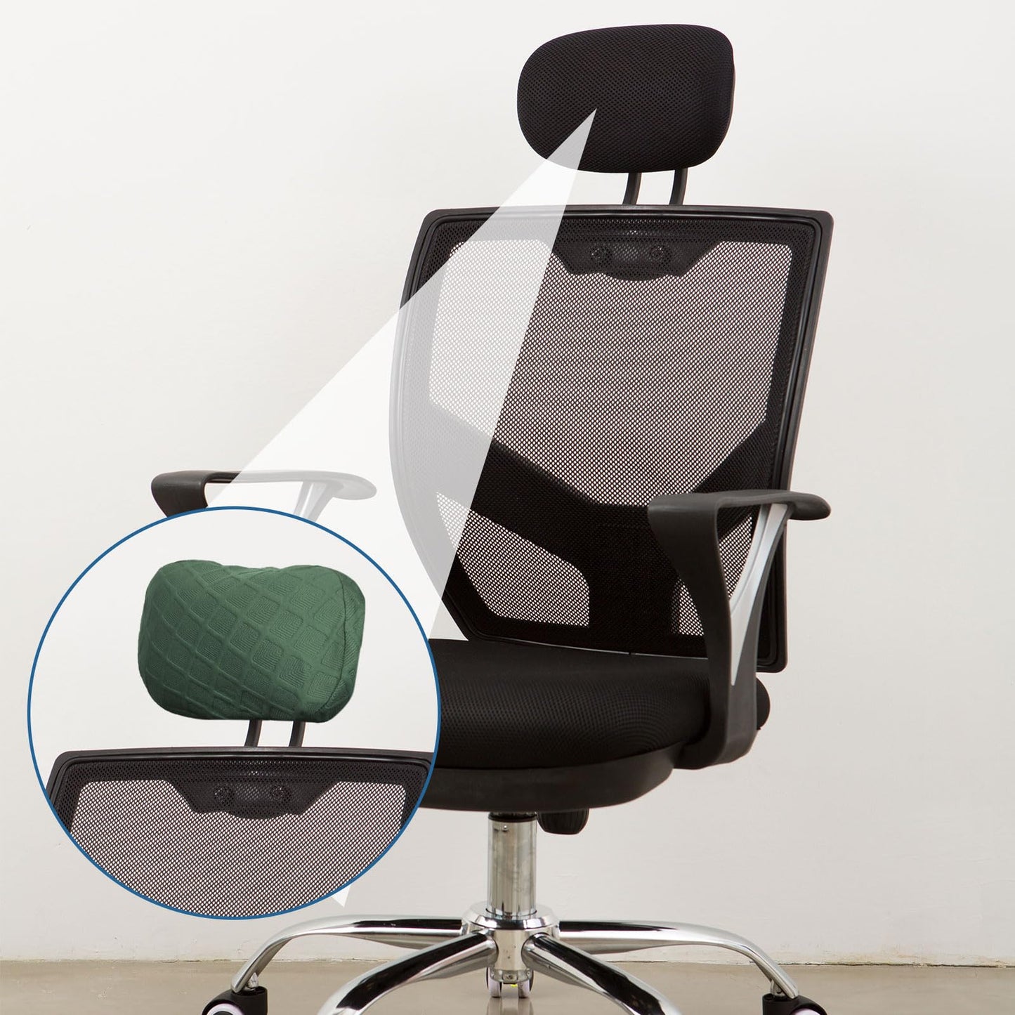 sourcing map Office Chair Pillow Cover, Office Chair Headrest Attachment Mesh Removable Headrest Protector for Home Desk Computer Chairs, Bean Green
