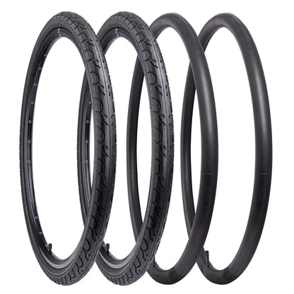 YunSCM 2-PCS 700C Road Bike Tyres 700x28C ETRTO 28-622 and Bike Inner Tubes 700x25/32C FV60mm Presta Valve Compatible with 700x25c 700x28c 700x30c