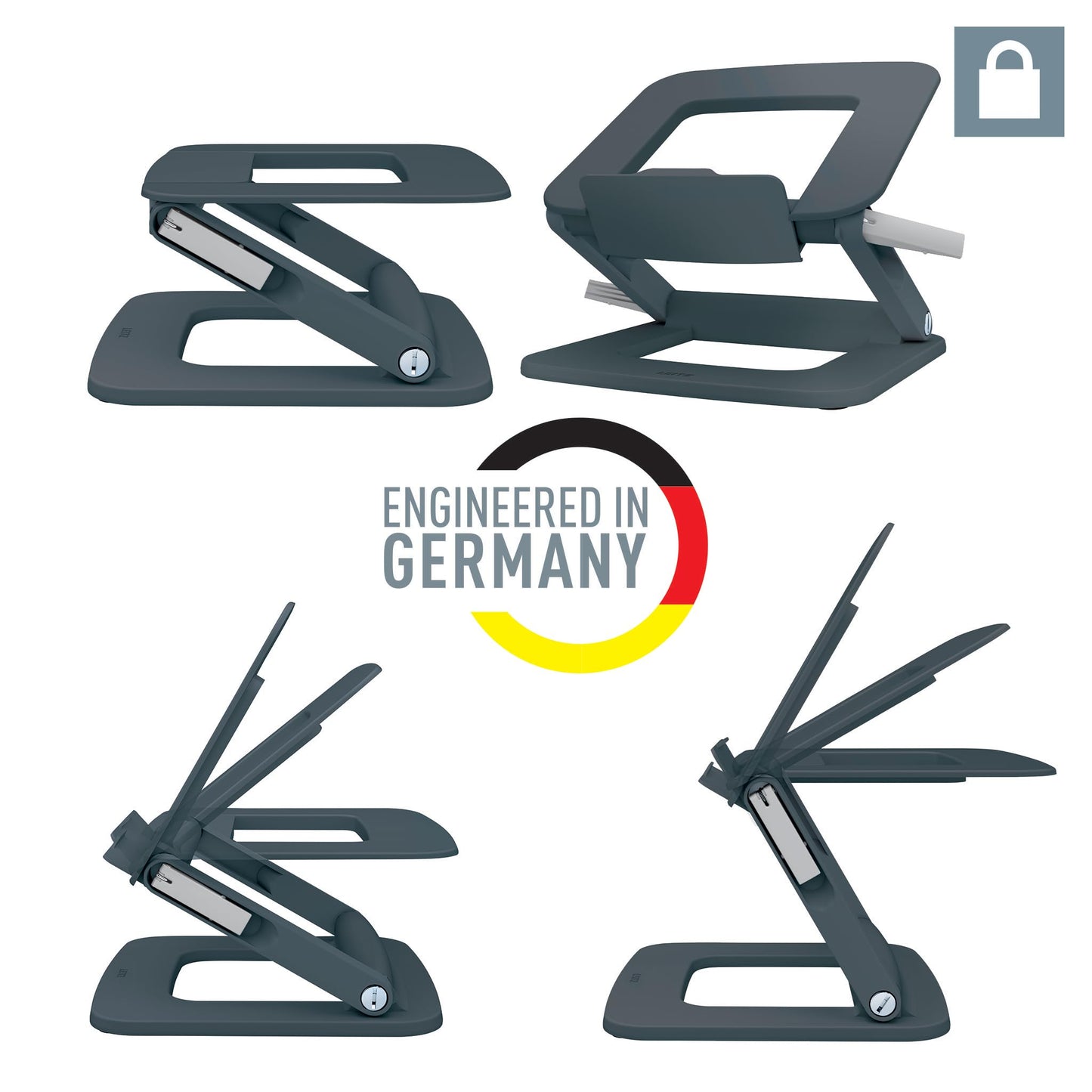 Leitz Height Adjustable Multi-Angle Laptop Stand, 80% Recycled Plastic, Six Pre-Set Height & Angle Combinations, Compact Footprint, 100% Recyclable