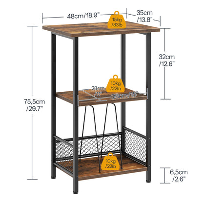 HOOBRO Record Player Stand, Turntable Stand up to 100 Albums, 3-Tier Album Vinyl Record Storage Rack with Dividers, End Table, for Living Room