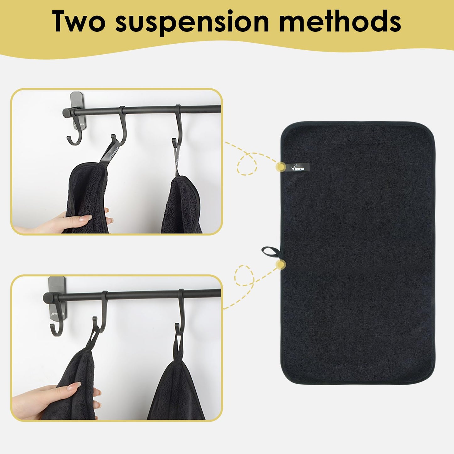 VIVOTE 2pcs Microfibre Hand Towels for Kitchen Multipurpose Hand Towel Set