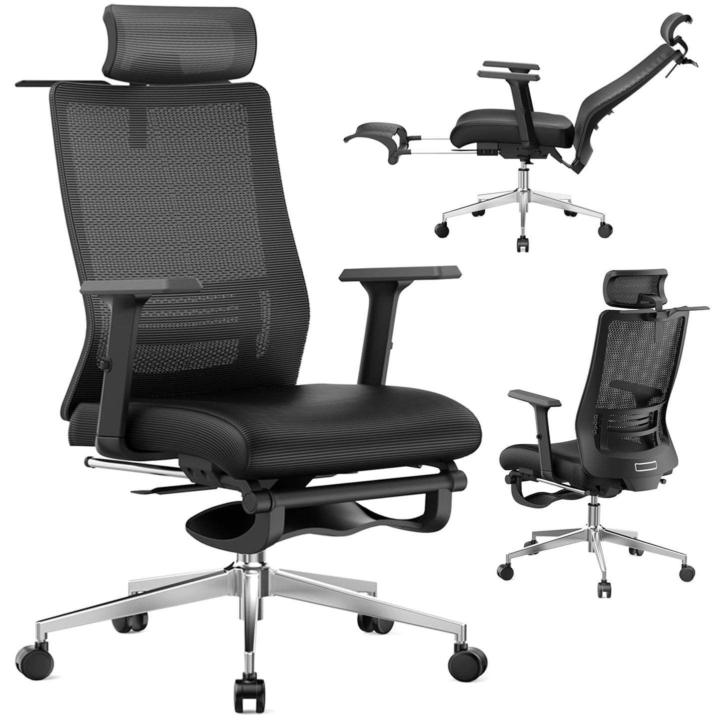 IZYUF Ergonomic Office Chair with Footrest,145° Reclining