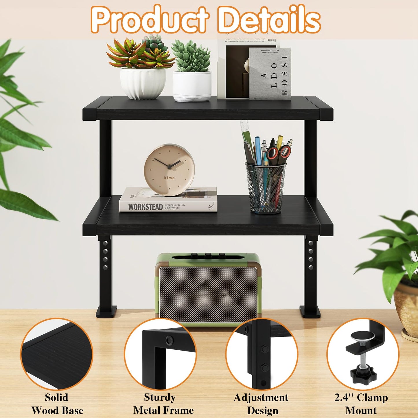 IBUYKE Clamp on Desk Organizer Shelf,Desk Extender Shelves TMZ007B