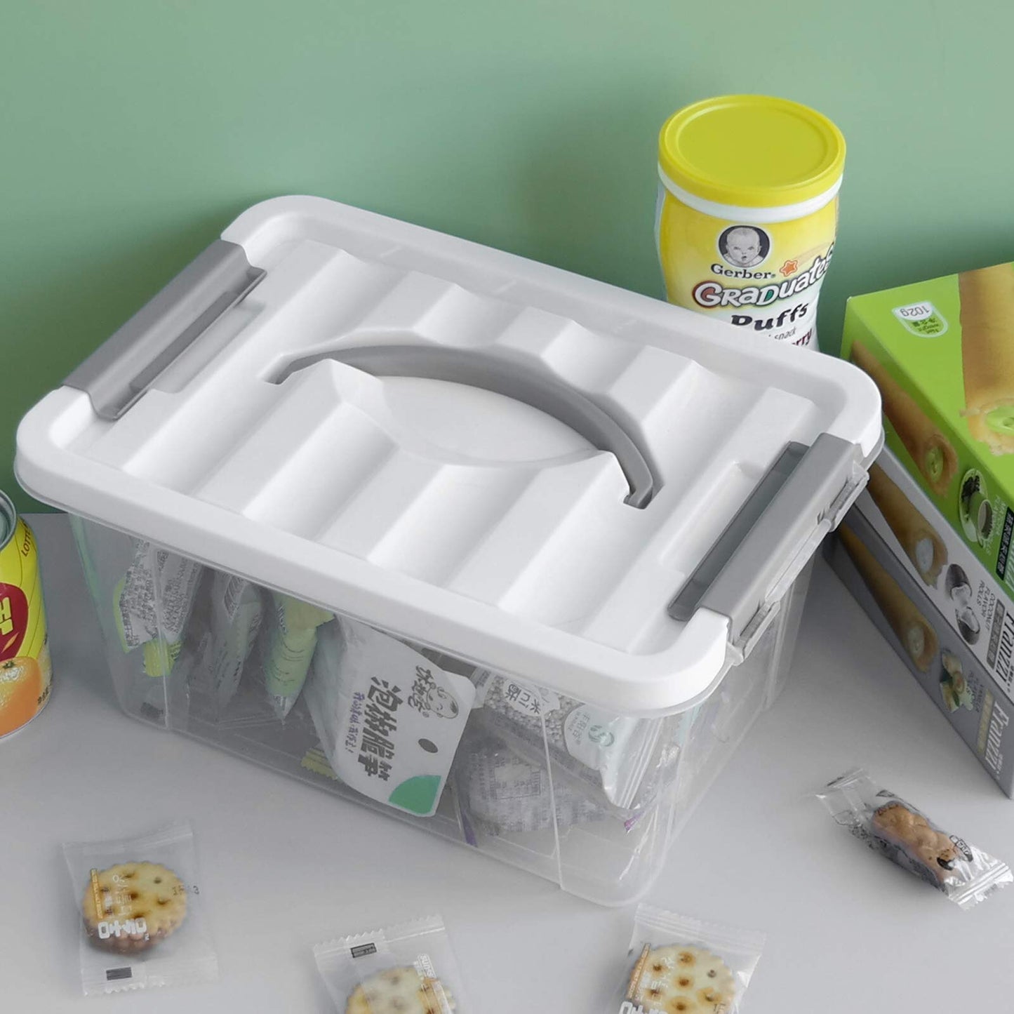Gloreen 5L Clear Latch Storage Boxes, Plastic Box with Lid, 6 Packs