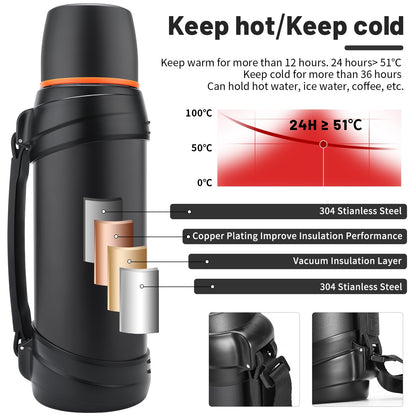 Olerd Large Flask - 2.5l Stainless Steel Insulated Bottle for Travel with BPA Free Cup - Oversized Vacuum Bottle