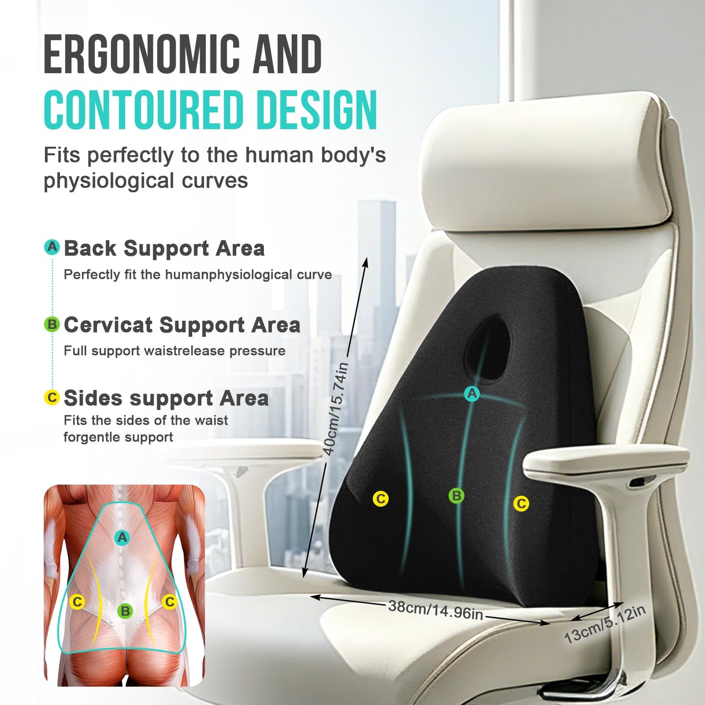 RaMokey Lumbar Support Cushion for Lower Back Pain Relief
