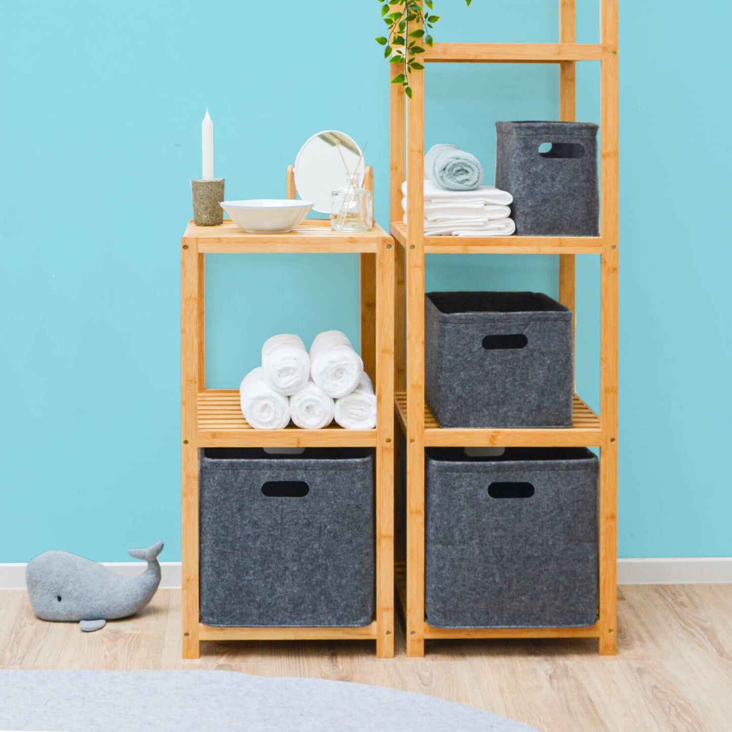 DuneDesign Set of 2: Felt Box 32x26x23 Foldable Storage Box Toiletries Box Storage Basket