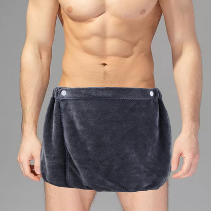 YILANJIN Men's Adjustable Bath Skirt, Gray, Microfiber, One Size, Quick Dry, Modern Style, Beach Towel