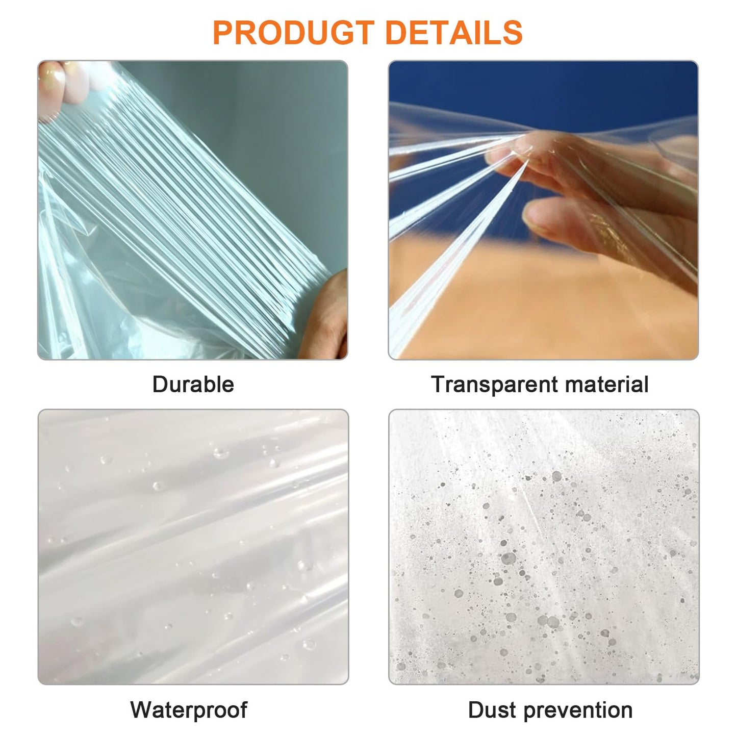 6 Pcs Extra Large Clear Plastic Storage Bags, 150 x 150cm Clear Large Plastic Bags for Clothes, Furniture, Luggage, Suitcase, Quilts, Chair, Bike