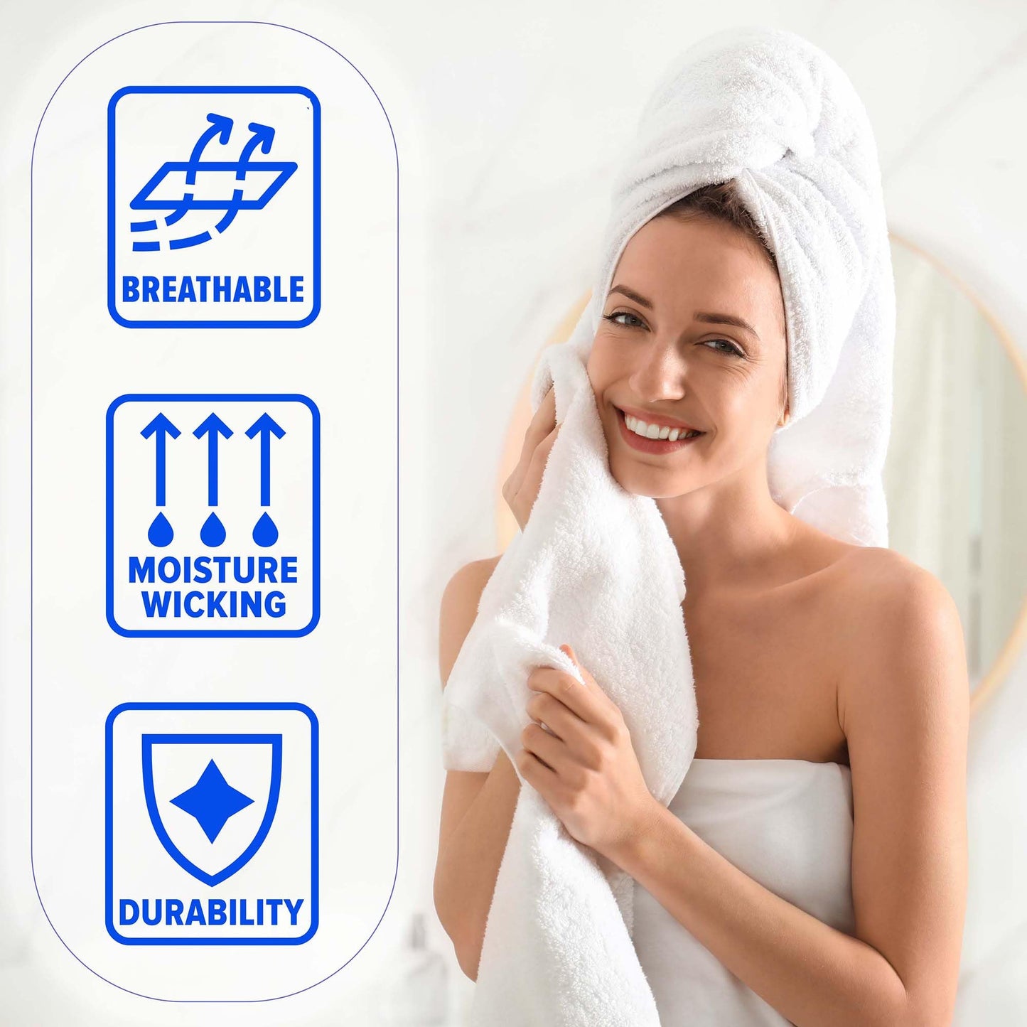 100% Cotton Marble Effect 10-Piece Towel Set, Solid and Luxurious Marble Jacquard, Super Soft, Plush and Absorbent, 2 Bath Towels, 4 Hand Towels