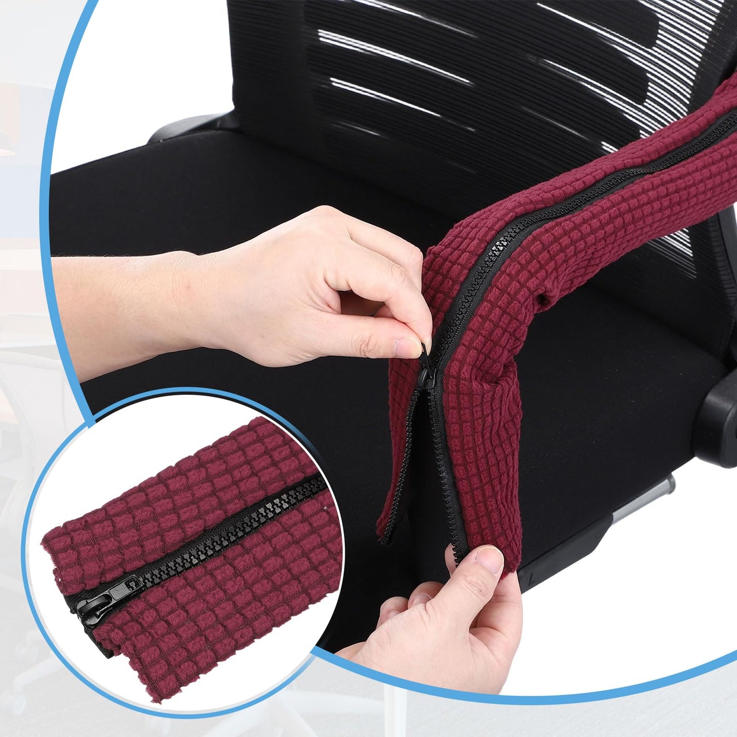 PATIKIL 55 x 9cm Office Chair Armrest Covers, 1 Pair Office Chair Arm Covers Computer Chairs Arm Rest Cover with Zipper Removable Rest Slipcover Hand