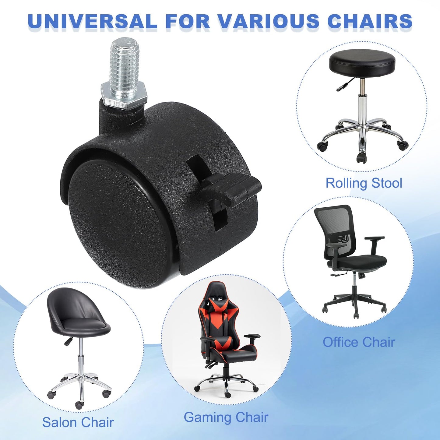 PATIKIL Office Chair Wheels Replacement 1.5", 5 Pcs Nylon Heavy Duty Office Furniture Casters Wheels with Wrench Universal Wheel for Hardwood Floor