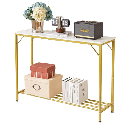 YMYNY Console Table, Slim Console Table for Hallway, Metal Frame, Compact Display Table, Sofa Table for Small Spaces, Entryway, Living Room, Sturdy,