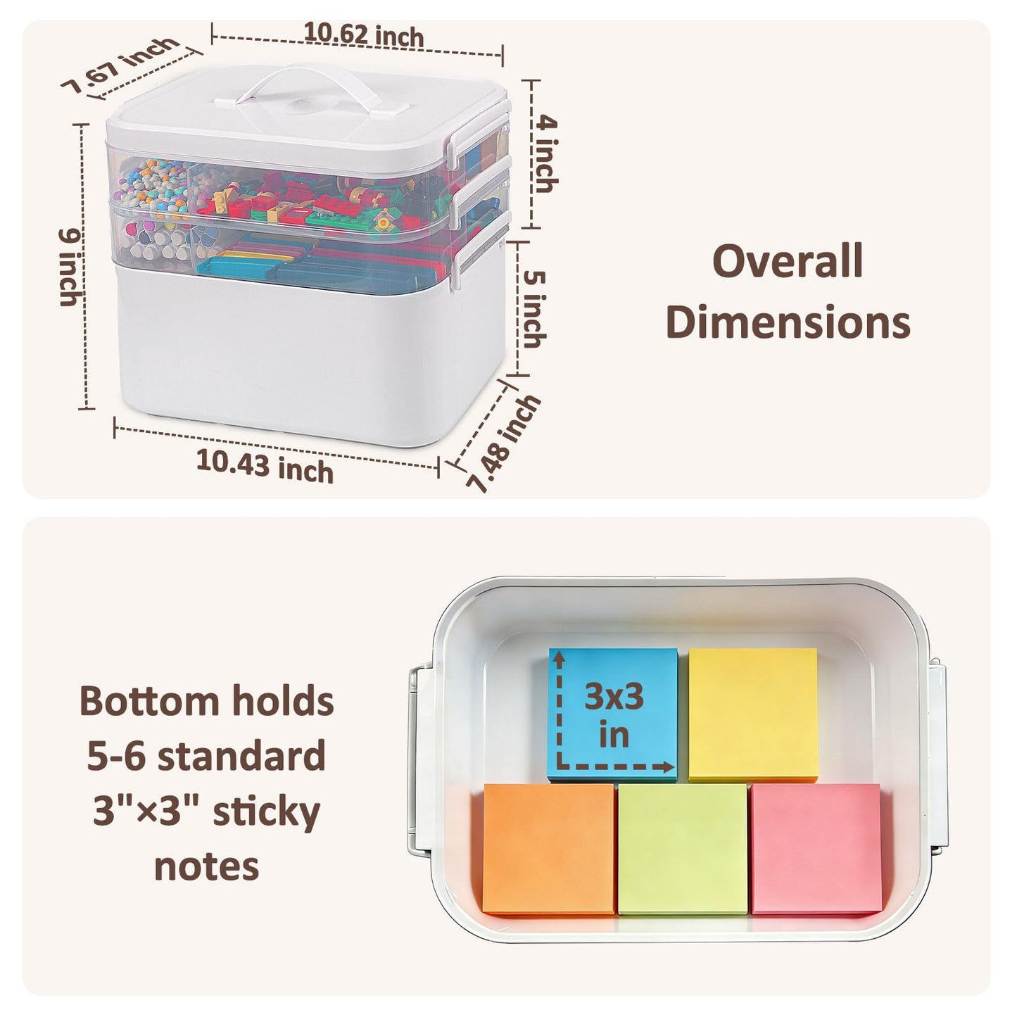 Gifhomfix 3-Layer Plastic Craft Organizers and Storage Box with Removable Trays, Storage Containers with lids and Handle