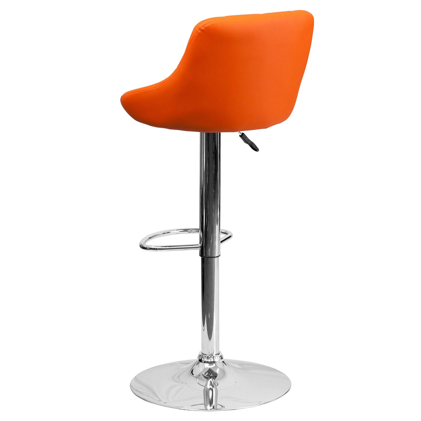 Flash Furniture Caldwell 2 Pk. Contemporary Orange Vinyl Bucket Seat Adjustable Height Barstool with Diamond Pattern Back and Chrome Base