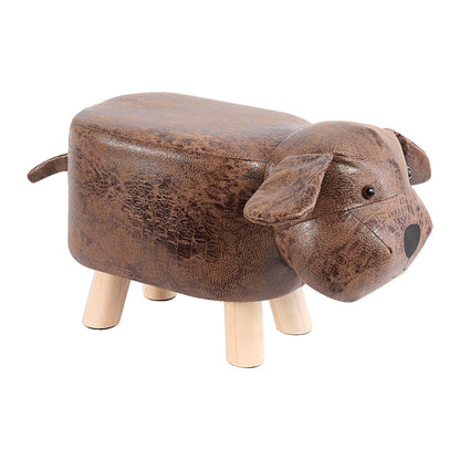 Ioensy Animal Footstool Upholstered Ottoman Foot Rest Shoe Changing Stool for Living Room, Brown