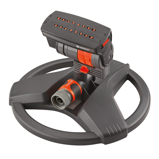 GARDENA 84-BZMX ZoomMaxx - 2400 Sq Ft, Fully Adjustable Sprinkler on Weighted Base for Flexible, Leak Proof and Precise Watering, Compatible with Any