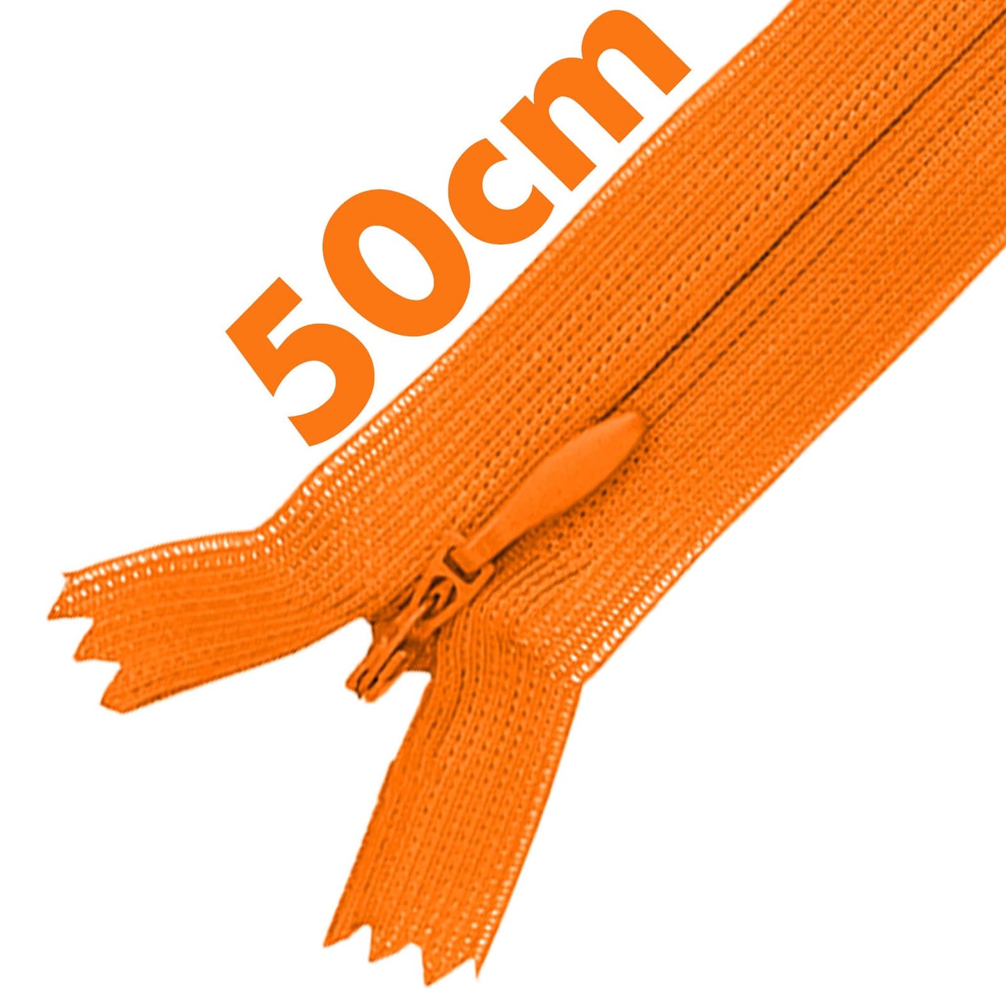 MARARDI Pack of 10 Invisible Zippers [Dark Orange] Nylon [50 cm] Sewing Clothes, Bags, Ribbon, Cotton, Leather, Plastic for Sewing Machine